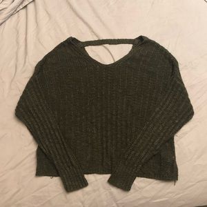 forest green cut out back sweater